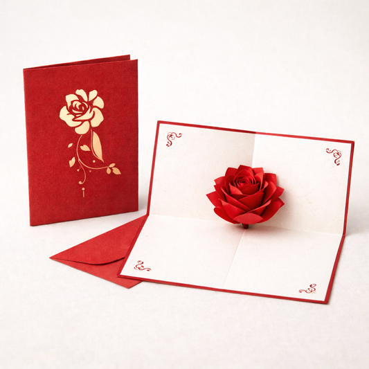 Carte Pop-Up Rose 3D – Message d’Amour