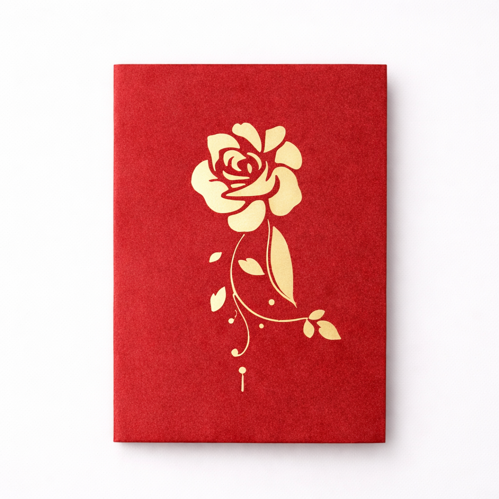 Carte Pop-Up Rose 3D – Message d’Amour